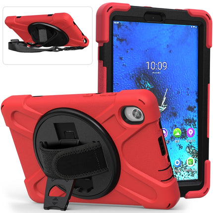 For Lenovo Tab M8 (2020) TB-8705F 8.0 inch Shockproof Colorful Silicone + PC Protective Case with Holder & Shoulder Strap & Hand Strap(Red)-garmade.com