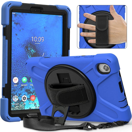 For Lenovo Tab M8 (2020) TB-8705F 8.0 inch Shockproof Colorful Silicone + PC Protective Case with Holder & Shoulder Strap & Hand Strap(Blue)-garmade.com