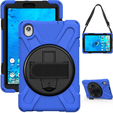 For Lenovo Tab M8 (2020) TB-8705F 8.0 inch Shockproof Colorful Silicone + PC Protective Case with Holder & Shoulder Strap & Hand Strap(Blue)-garmade.com