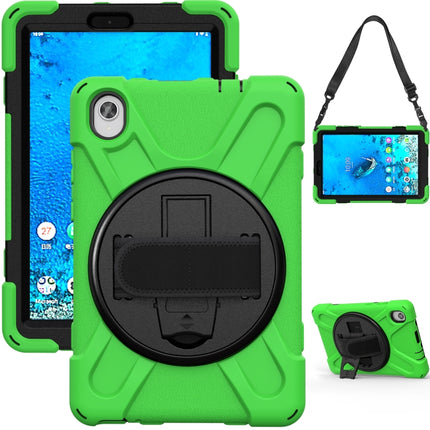 For Lenovo Tab M8 (2020) TB-8705F 8.0 inch Shockproof Colorful Silicone + PC Protective Case with Holder & Shoulder Strap & Hand Strap(Green)-garmade.com