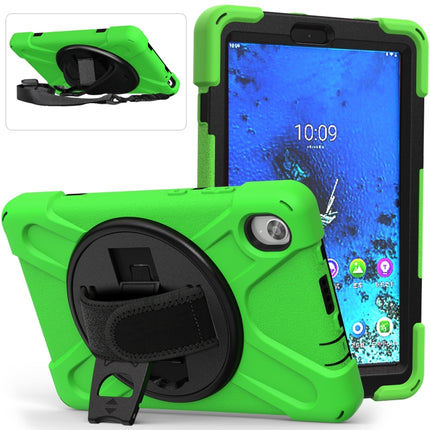 For Lenovo Tab M8 (2020) TB-8705F 8.0 inch Shockproof Colorful Silicone + PC Protective Case with Holder & Shoulder Strap & Hand Strap(Green)-garmade.com