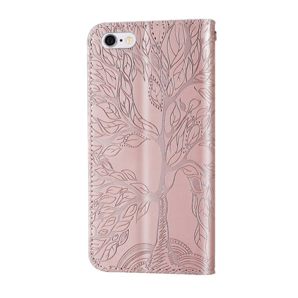 Life of Tree Embossing Pattern Horizontal Flip Leather Case with Holder & Card Slot & Wallet & Photo Frame & Lanyard For iPhone 6 & 6s(Rose Gold)-garmade.com