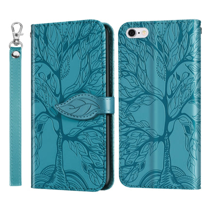 Life of Tree Embossing Pattern Horizontal Flip Leather Case with Holder & Card Slot & Wallet & Photo Frame & Lanyard For iPhone 6 & 6s(Lake Blue)-garmade.com