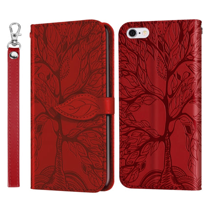 Life of Tree Embossing Pattern Horizontal Flip Leather Case with Holder & Card Slot & Wallet & Photo Frame & Lanyard For iPhone 6 & 6s(Red)-garmade.com