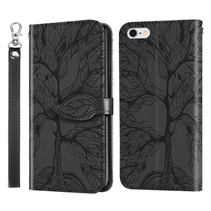 Life of Tree Embossing Pattern Horizontal Flip Leather Case with Holder & Card Slot & Wallet & Photo Frame & Lanyard For iPhone 6 & 6s(Black)-garmade.com