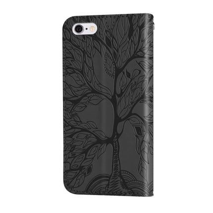 Life of Tree Embossing Pattern Horizontal Flip Leather Case with Holder & Card Slot & Wallet & Photo Frame & Lanyard For iPhone 6 & 6s(Black)-garmade.com