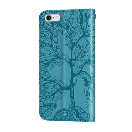Life of Tree Embossing Pattern Horizontal Flip Leather Case with Holder & Card Slot & Wallet & Photo Frame & Lanyard For iPhone 6 Plus & 6s Plus(Lake Blue)-garmade.com