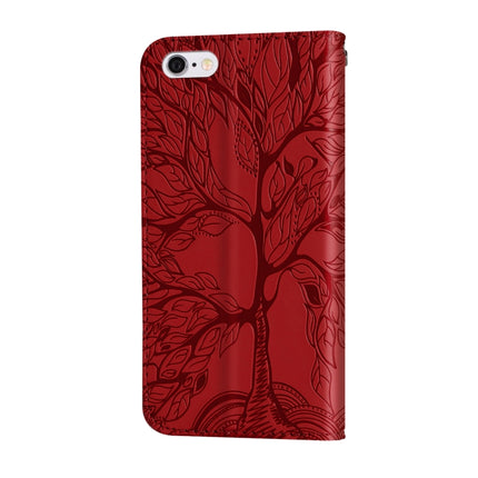 Life of Tree Embossing Pattern Horizontal Flip Leather Case with Holder & Card Slot & Wallet & Photo Frame & Lanyard For iPhone 6 Plus & 6s Plus(Red)-garmade.com