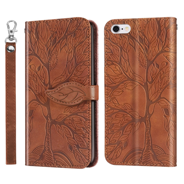 Life of Tree Embossing Pattern Horizontal Flip Leather Case with Holder & Card Slot & Wallet & Photo Frame & Lanyard For iPhone 6 Plus & 6s Plus(Brown)-garmade.com