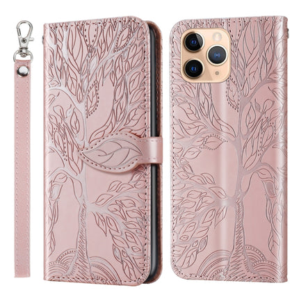 Life of Tree Embossing Pattern Horizontal Flip Leather Case with Holder & Card Slot & Wallet & Photo Frame & Lanyard For iPhone 11 Pro(Rose Gold)-garmade.com
