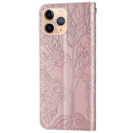 Life of Tree Embossing Pattern Horizontal Flip Leather Case with Holder & Card Slot & Wallet & Photo Frame & Lanyard For iPhone 11 Pro(Rose Gold)-garmade.com