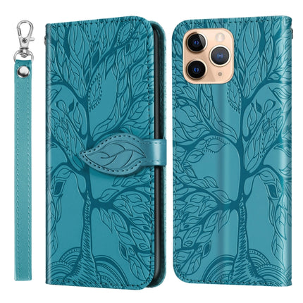 Life of Tree Embossing Pattern Horizontal Flip Leather Case with Holder & Card Slot & Wallet & Photo Frame & Lanyard For iPhone 11 Pro(Lake Blue)-garmade.com