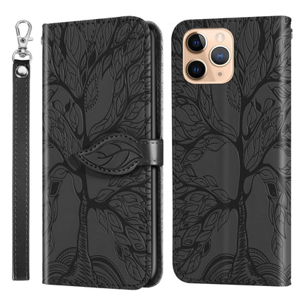 Life of Tree Embossing Pattern Horizontal Flip Leather Case with Holder & Card Slot & Wallet & Photo Frame & Lanyard For iPhone 11 Pro(Black)-garmade.com