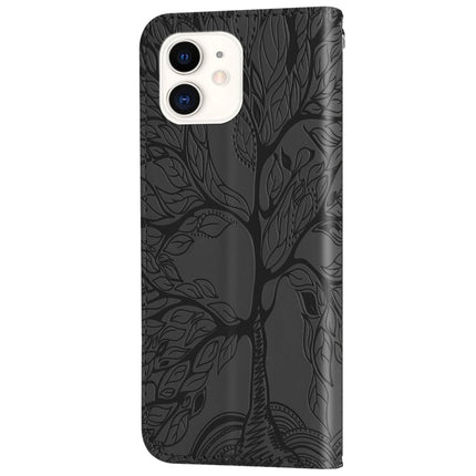 Life of Tree Embossing Pattern Horizontal Flip Leather Case with Holder & Card Slot & Wallet & Photo Frame & Lanyard For iPhone 11(Black)-garmade.com