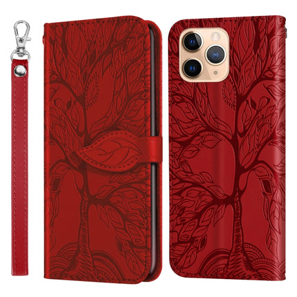 Life of Tree Embossing Pattern Horizontal Flip Leather Case with Holder & Card Slot & Wallet & Photo Frame & Lanyard For iPhone 11 Pro Max(Red)-garmade.com