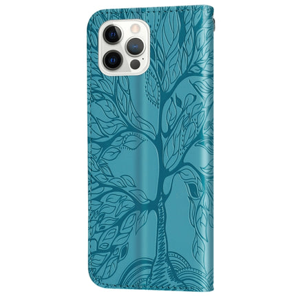 Life of Tree Embossing Pattern Horizontal Flip Leather Case with Holder & Card Slot & Wallet & Photo Frame & Lanyard (Lake Blue)-garmade.com