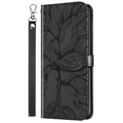 Life of Tree Embossing Pattern Horizontal Flip Leather Case with Holder & Card Slot & Wallet & Photo Frame & Lanyard (Black)-garmade.com