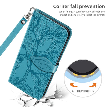 Life of Tree Embossing Pattern Horizontal Flip Leather Case with Holder & Card Slot & Wallet & Photo Frame & Lanyard For iPhone 12 Pro Max(Lake Blue)-garmade.com