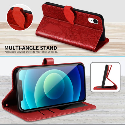 Life of Tree Embossing Pattern Horizontal Flip Leather Case with Holder & Card Slot & Wallet & Photo Frame & Lanyard For iPhone XR(Red)-garmade.com