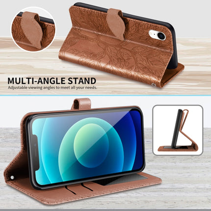 Life of Tree Embossing Pattern Horizontal Flip Leather Case with Holder & Card Slot & Wallet & Photo Frame & Lanyard For iPhone XR(Brown)-garmade.com