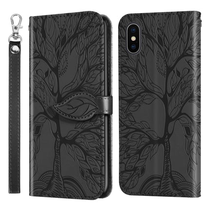 Life of Tree Embossing Pattern Horizontal Flip Leather Case with Holder & Card Slot & Wallet & Photo Frame & Lanyard For iPhone XS Max(Black)-garmade.com