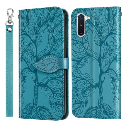 For Samsung Galaxy Note10 Life of Tree Embossing Pattern Horizontal Flip Leather Case with Holder & Card Slot & Wallet & Photo Frame & Lanyard(Lake Blue)-garmade.com