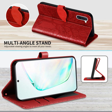For Samsung Galaxy Note10 Life of Tree Embossing Pattern Horizontal Flip Leather Case with Holder & Card Slot & Wallet & Photo Frame & Lanyard(Red)-garmade.com