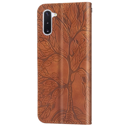 For Samsung Galaxy Note10 Life of Tree Embossing Pattern Horizontal Flip Leather Case with Holder & Card Slot & Wallet & Photo Frame & Lanyard(Brown)-garmade.com