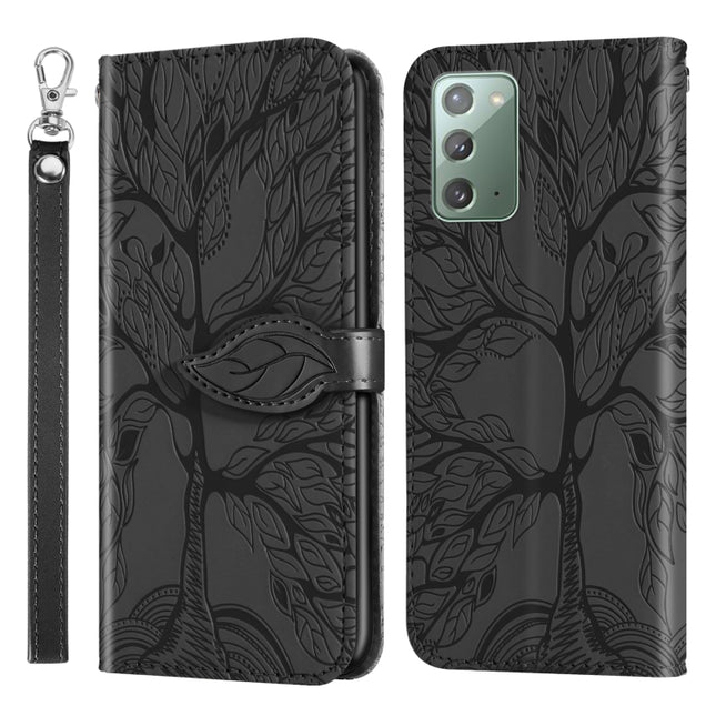 For Samsung Galaxy Note20 Life of Tree Embossing Pattern Horizontal Flip Leather Case with Holder & Card Slot & Wallet & Photo Frame & Lanyard(Black)-garmade.com