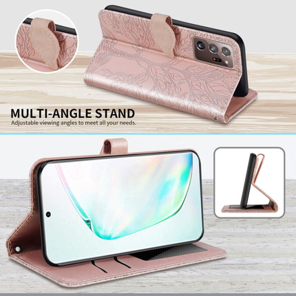 For Samsung Galaxy Note20 Ultra Life of Tree Embossing Pattern Horizontal Flip Leather Case with Holder & Card Slot & Wallet & Photo Frame & Lanyard(Rose Gold)-garmade.com