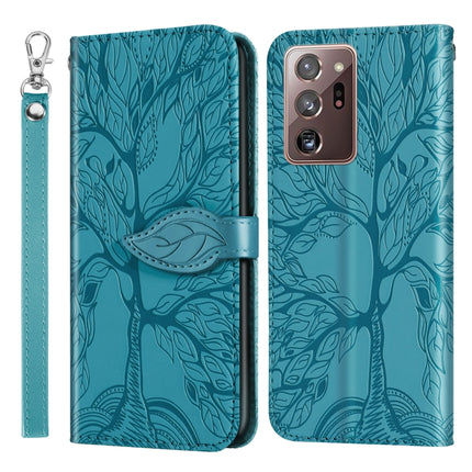 For Samsung Galaxy Note20 Ultra Life of Tree Embossing Pattern Horizontal Flip Leather Case with Holder & Card Slot & Wallet & Photo Frame & Lanyard(Lake Blue)-garmade.com