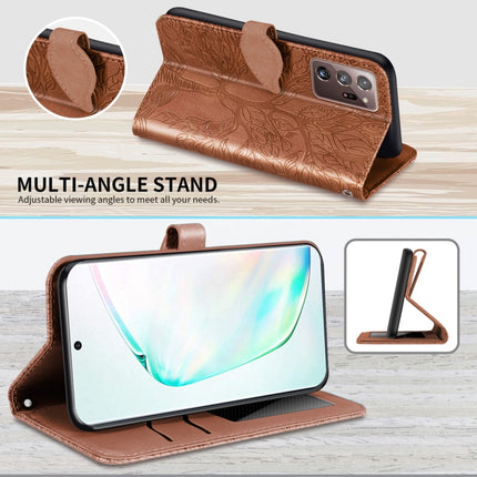 For Samsung Galaxy Note20 Ultra Life of Tree Embossing Pattern Horizontal Flip Leather Case with Holder & Card Slot & Wallet & Photo Frame & Lanyard(Brown)-garmade.com