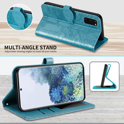 For Samsung Galaxy S20 Life of Tree Embossing Pattern Horizontal Flip Leather Case with Holder & Card Slot & Wallet & Photo Frame & Lanyard(Lake Blue)-garmade.com