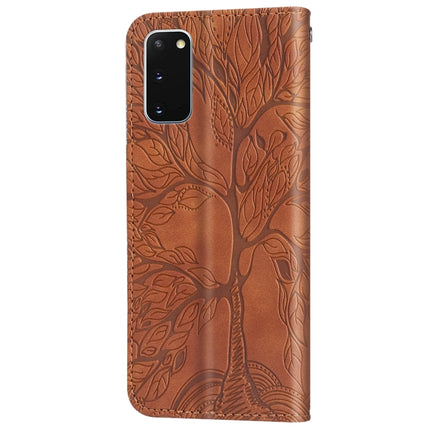For Samsung Galaxy S20 Life of Tree Embossing Pattern Horizontal Flip Leather Case with Holder & Card Slot & Wallet & Photo Frame & Lanyard(Brown)-garmade.com