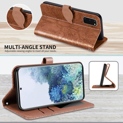 For Samsung Galaxy S20 Life of Tree Embossing Pattern Horizontal Flip Leather Case with Holder & Card Slot & Wallet & Photo Frame & Lanyard(Brown)-garmade.com