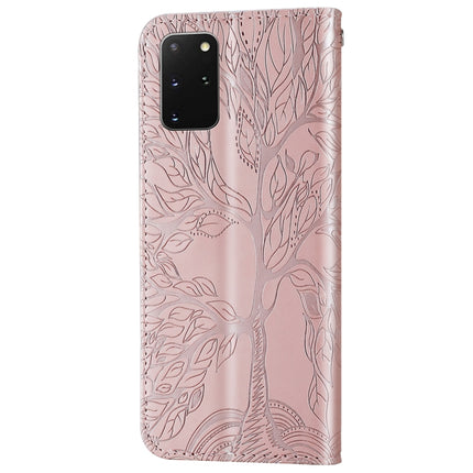For Samsung Galaxy S20+ Life of Tree Embossing Pattern Horizontal Flip Leather Case with Holder & Card Slot & Wallet & Photo Frame & Lanyard(Rose Gold)-garmade.com