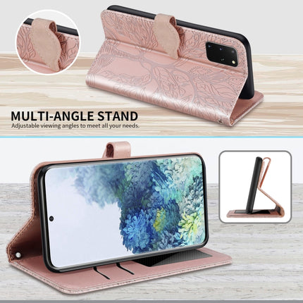 For Samsung Galaxy S20+ Life of Tree Embossing Pattern Horizontal Flip Leather Case with Holder & Card Slot & Wallet & Photo Frame & Lanyard(Rose Gold)-garmade.com