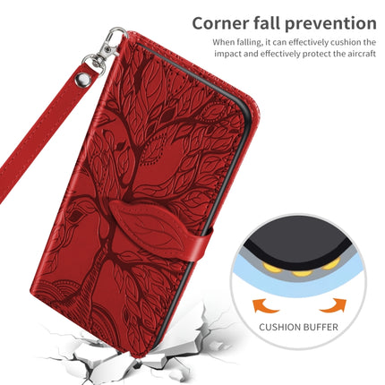 For Samsung Galaxy S20+ Life of Tree Embossing Pattern Horizontal Flip Leather Case with Holder & Card Slot & Wallet & Photo Frame & Lanyard(Red)-garmade.com