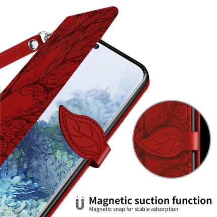 For Samsung Galaxy S20+ Life of Tree Embossing Pattern Horizontal Flip Leather Case with Holder & Card Slot & Wallet & Photo Frame & Lanyard(Red)-garmade.com
