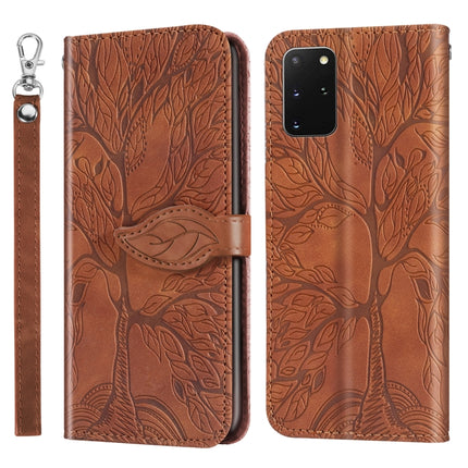 For Samsung Galaxy S20+ Life of Tree Embossing Pattern Horizontal Flip Leather Case with Holder & Card Slot & Wallet & Photo Frame & Lanyard(Brown)-garmade.com
