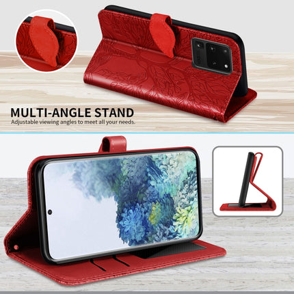 For Samsung Galaxy S20 Ultra Life of Tree Embossing Pattern Horizontal Flip Leather Case with Holder & Card Slot & Wallet & Photo Frame & Lanyard(Red)-garmade.com