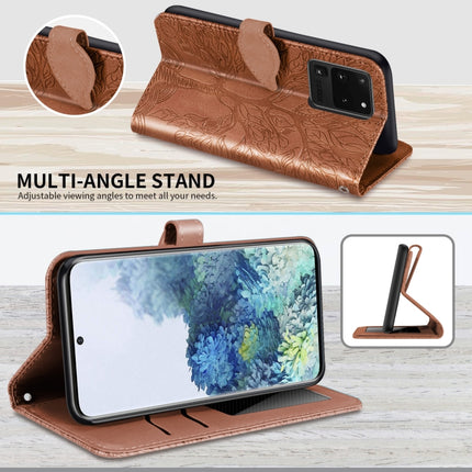 For Samsung Galaxy S20 Ultra Life of Tree Embossing Pattern Horizontal Flip Leather Case with Holder & Card Slot & Wallet & Photo Frame & Lanyard(Brown)-garmade.com