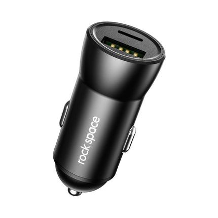 ROCK Space H12 PD 20W Type-C / USB-C + USB Fast Charging Car Charger(Black)-garmade.com