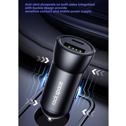 ROCK Space H12 PD 20W Type-C / USB-C + USB Fast Charging Car Charger(Black)-garmade.com