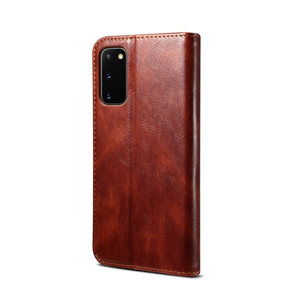 For Samsung Galaxy S20 Simple Wax Crazy Horse Texture Horizontal Flip Leather Case with Card Slots & Wallet(Brown)-garmade.com