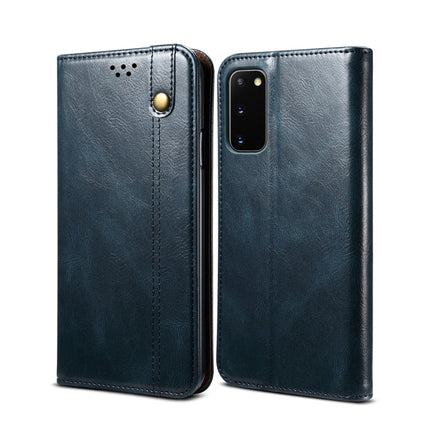 For Samsung Galaxy S20 Simple Wax Crazy Horse Texture Horizontal Flip Leather Case with Card Slots & Wallet(Navy Blue)-garmade.com