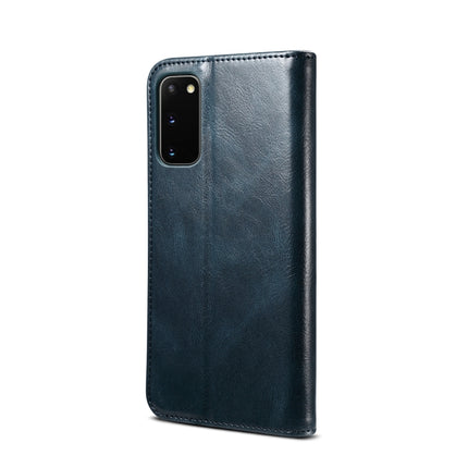 For Samsung Galaxy S20 Simple Wax Crazy Horse Texture Horizontal Flip Leather Case with Card Slots & Wallet(Navy Blue)-garmade.com