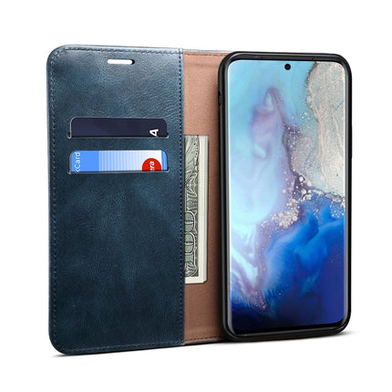 For Samsung Galaxy S20 Simple Wax Crazy Horse Texture Horizontal Flip Leather Case with Card Slots & Wallet(Navy Blue)-garmade.com