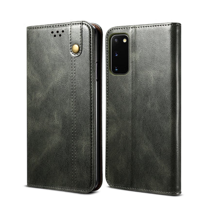 For Samsung Galaxy S20 Simple Wax Crazy Horse Texture Horizontal Flip Leather Case with Card Slots & Wallet(Dark Green)-garmade.com