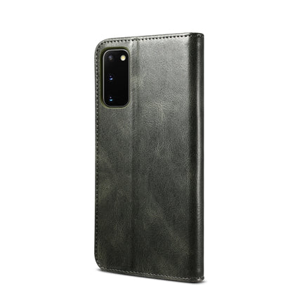 For Samsung Galaxy S20 Simple Wax Crazy Horse Texture Horizontal Flip Leather Case with Card Slots & Wallet(Dark Green)-garmade.com